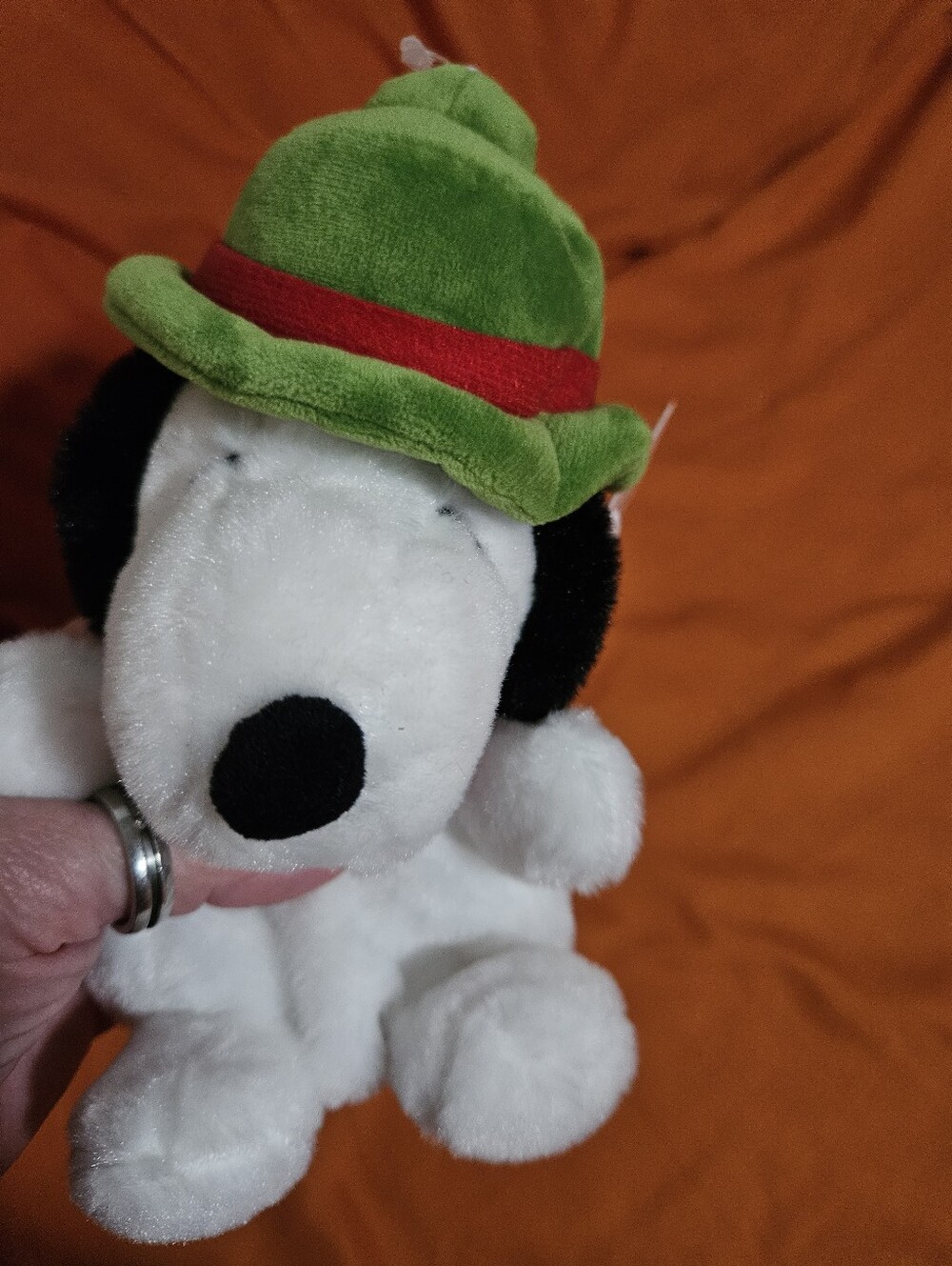 Nwt Peanuts Plush Snoopy Toy with Green Hat and Red